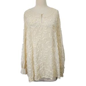 Simonton Says by George Simonton Blouse Top Womens Plus Size 2X Sheer Applique